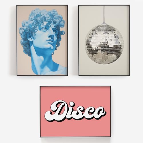 The Little Party Company Discokugel-Drucke, A4-Größe, Wandkunst, Innenposter, bitte beachten Sie, dass die Drucke ungerahmt sind, 3 Stück von The Little Party Company