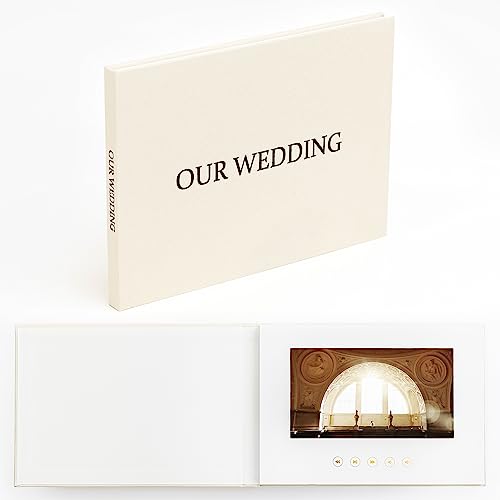 The Motion Books (Unsere Hochzeit – schwarz),Videobuch zum Abspielen Ihres Hochzeitsvideos,Karte mit Video-Display, Hochzeits-Videobuch, IPS-Display, Leinenbindung und wiederaufladbarem Akku von The Motion Books