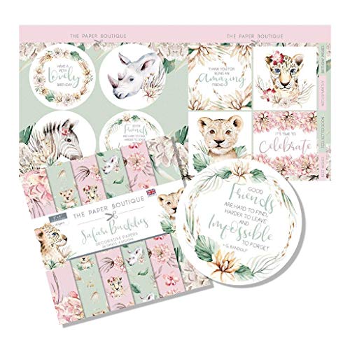 The Paper Boutique PB1452 Safari Buddies Papier-Set, Verschiedene Farben, 8 x 8 inches von The Paper Boutique