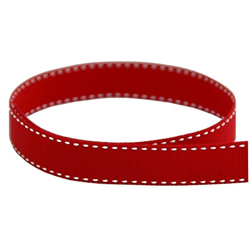 Ripsband in den USA hergestellt, 0,95 cm, rot und weiß, Sattelstich, 20 Meter (0,95 cm und 1,6 cm) Optionen) von The Ribbon Factory