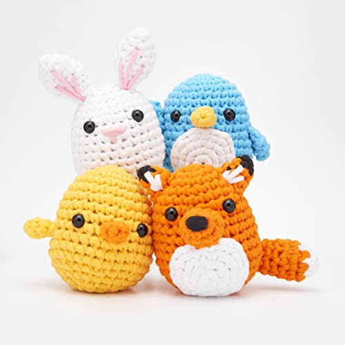 The Woobles 4-teiliges Häkelset für Anfänger (Pinguin, Küken, Fuchs und Hase) mit Easy Peasy Garn – All-in-One Strickset – Häkelset mit Schritt-für-Schritt-Video-Tutorials von The Woobles