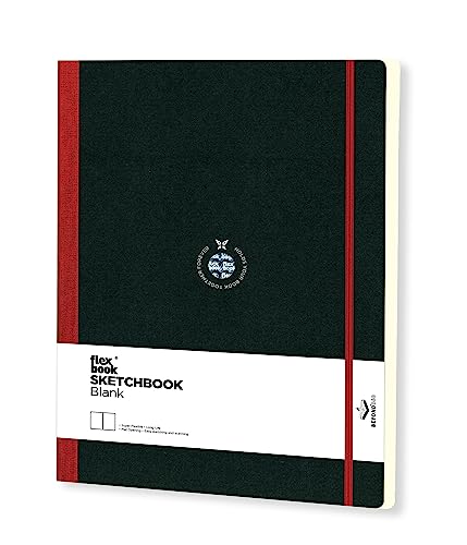 Flexbook Notizbuch/Skizzenbuch A4 patentierte flexible Bindung, rot, blank mit Gummizug 22x31cm von Flexbook