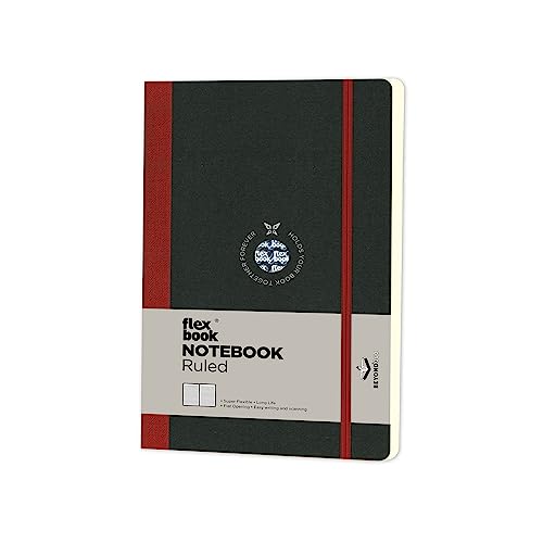 Flexbook Notizbuch patentierte flexible Bindung, rot liniert, mit Gummizug 13x21cm von Flexbook