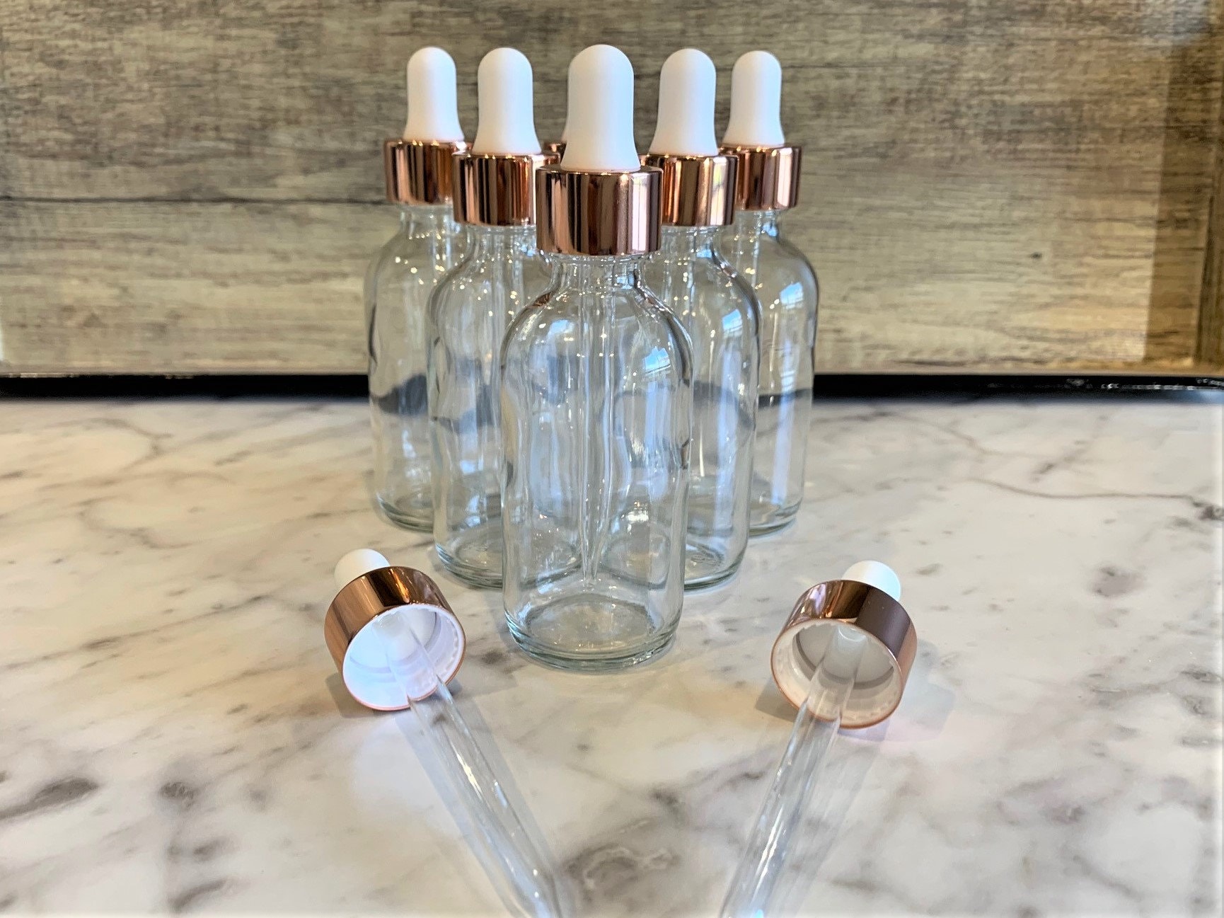 Passend Für 1Unzen. Flaschen | 20-400 Droppers Only Rose Gold | Mit Schwarzem Top Weißem von TheBottleShoppeLLC