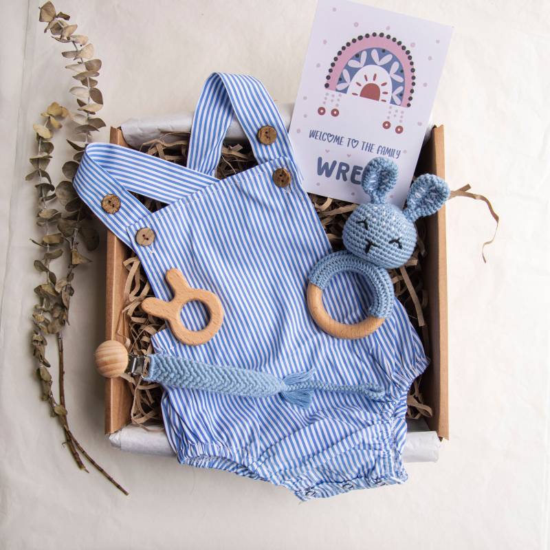 5 Stück Neugeborene Baby Geschenk Box, Shower Geschenk, Jungen Korb, Schwangerschaft Personalisierte von TheBoxOfJoy
