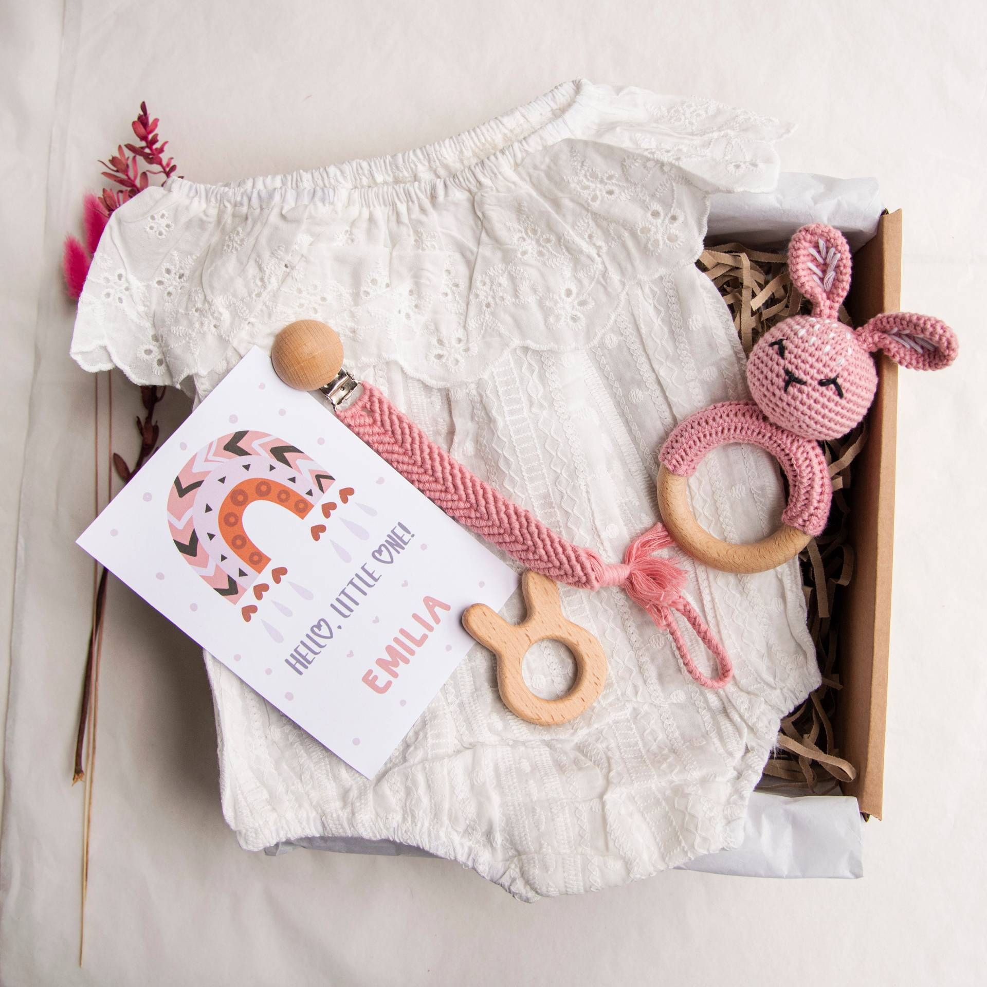 Neugeborenen Baby Girl Geschenkbox, 5 Stück Willkommens Geschenk Set, Babypartygeschenk, Geschenk, Schwangerschaftsgeschenk, Personalisiertes von TheBoxOfJoy