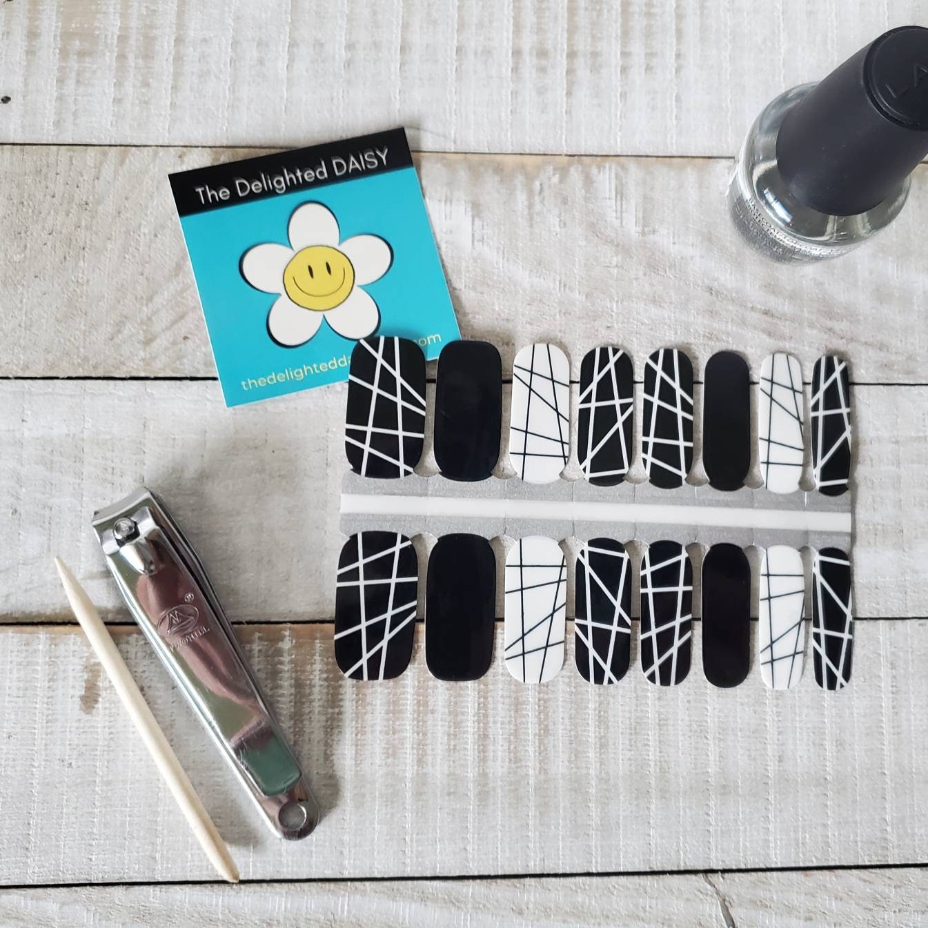 Black & White Lines Nail Wraps, Nagelstreifen, Nagelaufkleber, Art von TheDelightedDaisy