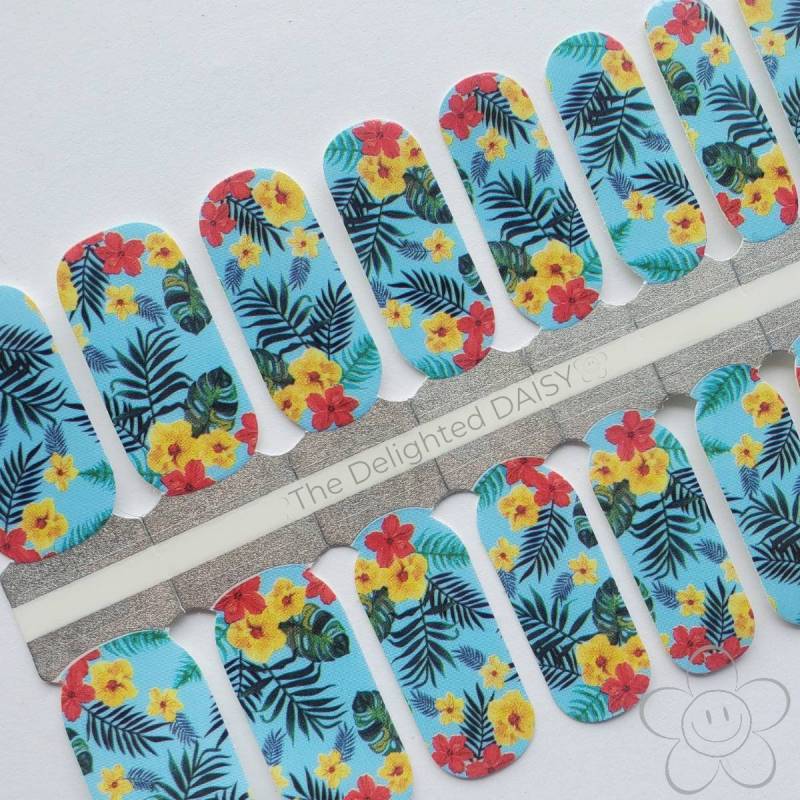 Blauer Hibiskus Tropical Nail Wraps, Nagelstreifen, Nagelsticker, Nailart von TheDelightedDaisy