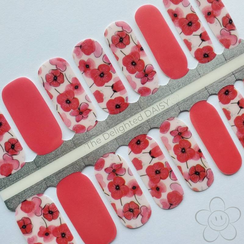 Posh Poppies Nagelverpackungen, Nagelstreifen, Nagelaufkleber, Nagelkunst von TheDelightedDaisy