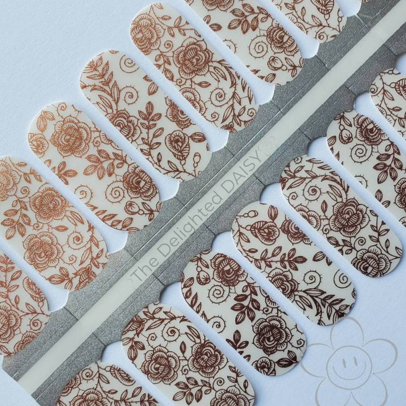 Rose Garden Gold Transparente Overlay Nail Wraps, Nagelstreifen, Nagelaufkleber, Art von TheDelightedDaisy