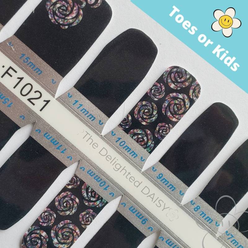 Schwarz Mit Rosen Zehennagel Wraps Oder Kid Size Nagel Aufkleber Nail Art von TheDelightedDaisy