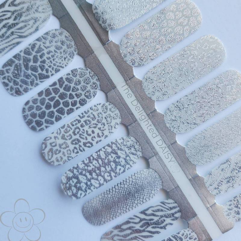 Silber Safari Nail Wraps, Nagelstreifen, Nagelaufkleber, Art von TheDelightedDaisy