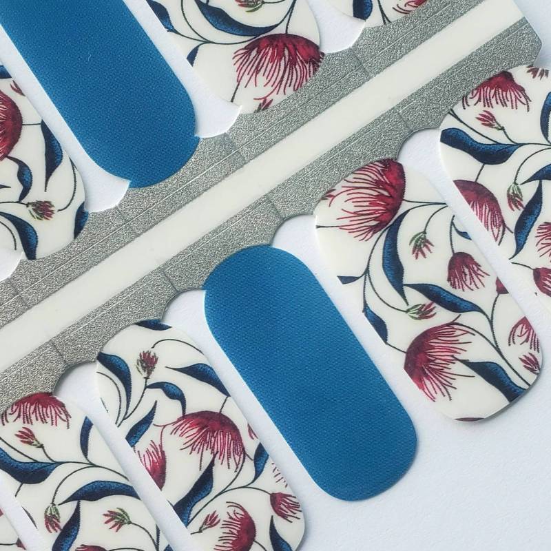 Teal Floral Nail Wraps, Nagelstreifen, Nagelaufkleber, Art von TheDelightedDaisy