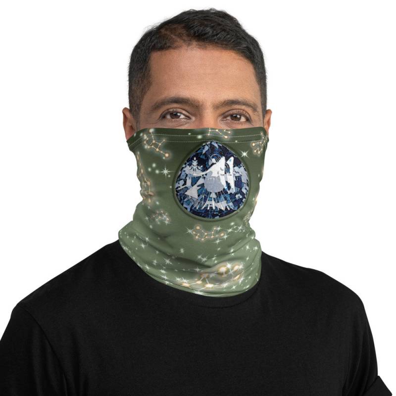 Jungfrau Sternzeichen Hals Gaiter Maske All Over Print Edelstein Und Sternbild Design von TheEnigmaticVariety