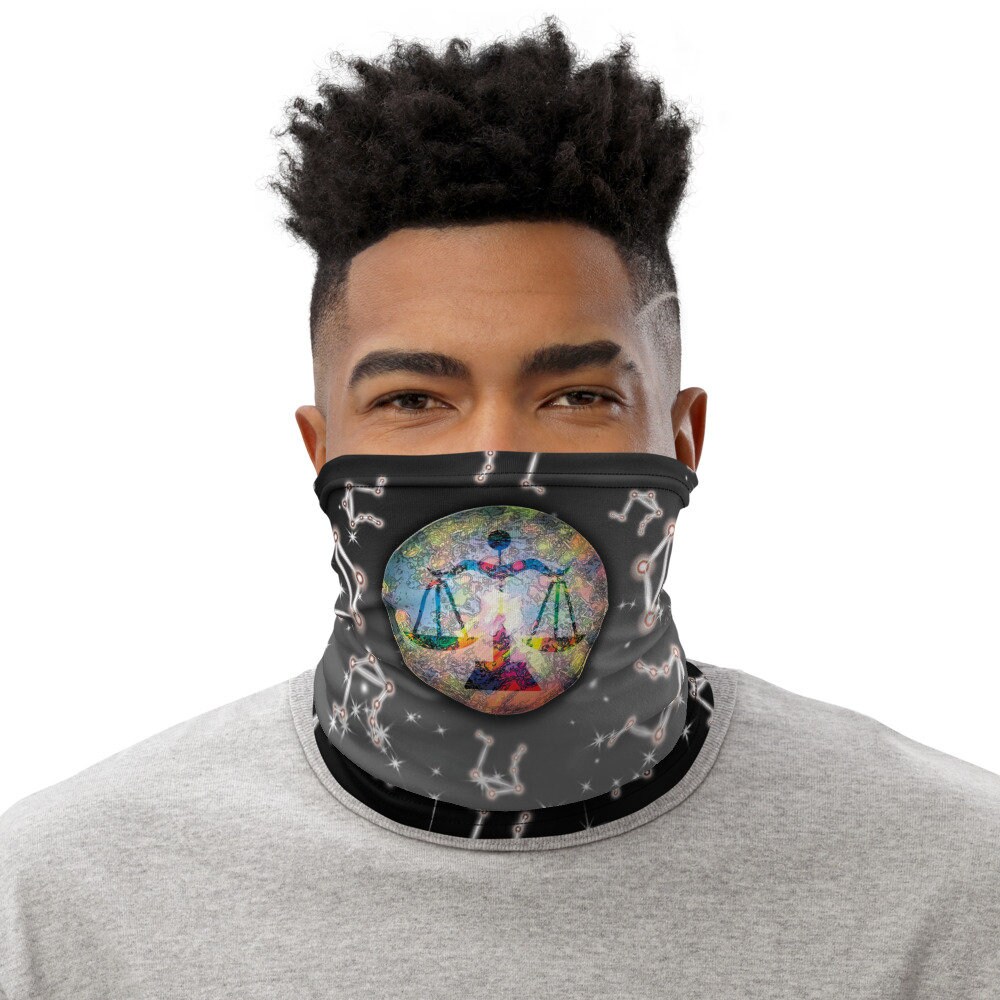 Waage Hals Gaiter Maske All Over Print Edelstein Und Sternbild Design von TheEnigmaticVariety