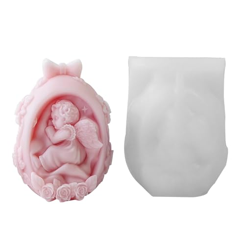 TheStriven 3D Engel Silikon Kerzenform Engel Baby Silikon Form Silikonformen Gießformen Ostern DIY 3D Engel Form 3D Kerzenform Blume Kerzengießformen für Gipsformen zum Gießen (A) von TheStriven