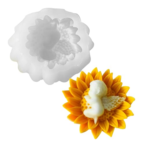 TheStriven 3D Engel Silikon Kerzenform Engel Baby Silikon Form Silikonformen Gießformen Ostern DIY 3D Engel Form 3D Kerzenform Blume Kerzengießformen für Gipsformen zum Gießen (B) von TheStriven