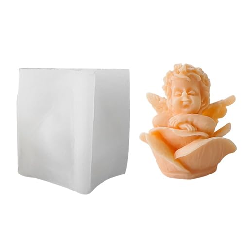 TheStriven 3D Engel Silikon Kerzenform Engel Baby Silikon Form Silikonformen Gießformen Ostern DIY 3D Engel Form 3D Kerzenform Blume Kerzengießformen für Gipsformen zum Gießen (C) von TheStriven