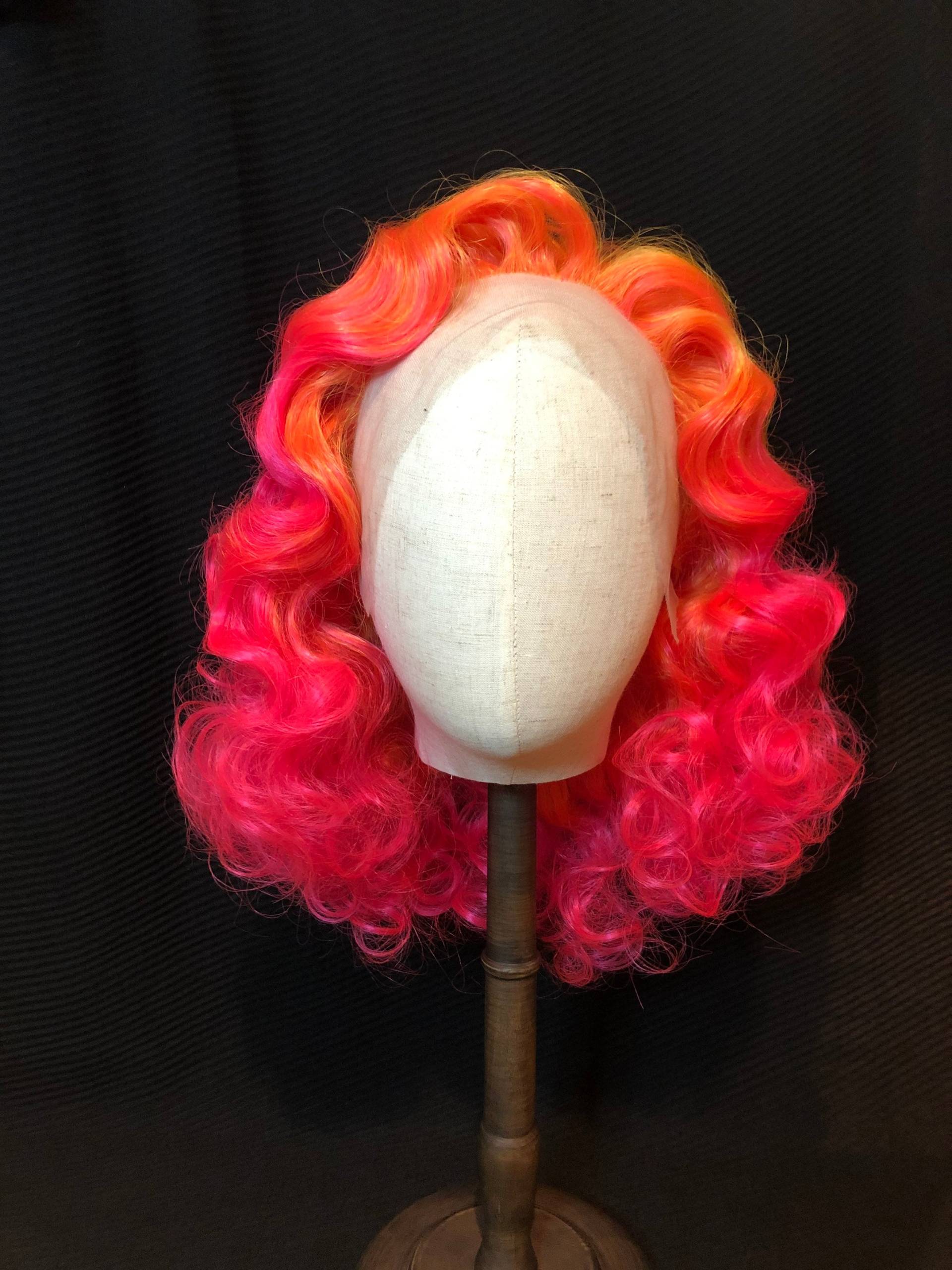 Orange Pink Finger Wellen Lace Front Perücke Glamourösen Stil Ziehen Königin Cosplay von TheWigParlour