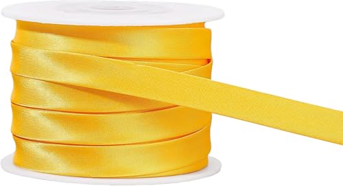 13,5 Yard Satin Schrägband, 1 cm breit, doppelt gefaltet, Satin-Bindungsband für Cheongsam-Dekoration, Kleidung, Nahtpaspelierung (Gold) von Theaque