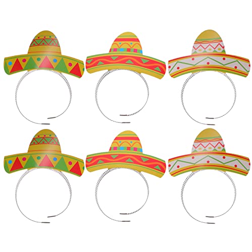 Theaque Sombrero Stirnband Hüte, 6 Stück – Cinco de Mayo Partyzubehör Dekorationen Fiesta Party Supplies – Mexikanisches Motto Fiesta Party Favors Requisiten von Theaque