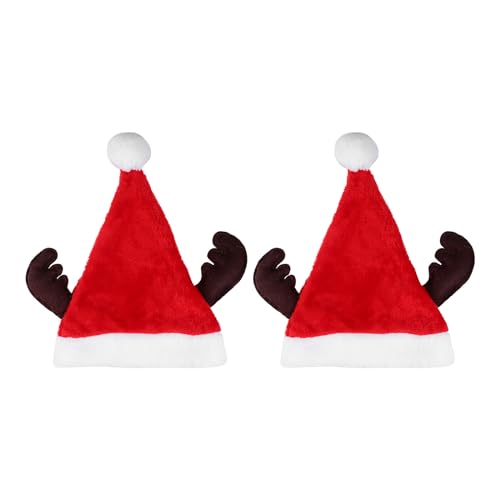 Theaque Weihnachtsmütze, Weihnachtsmannmütze für Kinder, Weihnachtsmütze, Unisex, Samt, klassisch, Kleinkind, Weihnachtsmannmütze für Weihnachten, Neujahr, Party, 2 Stück von Theaque