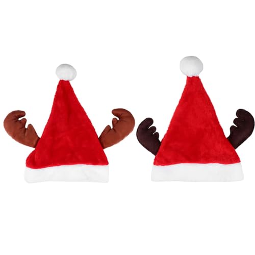 Theaque Weihnachtsmütze, Weihnachtsmannmütze für Kinder, Weihnachtsmütze, Unisex, Samt, klassisch, Kleinkind, Weihnachtsmannmütze für Weihnachten, Neujahr, Party, 2 Stück von Theaque