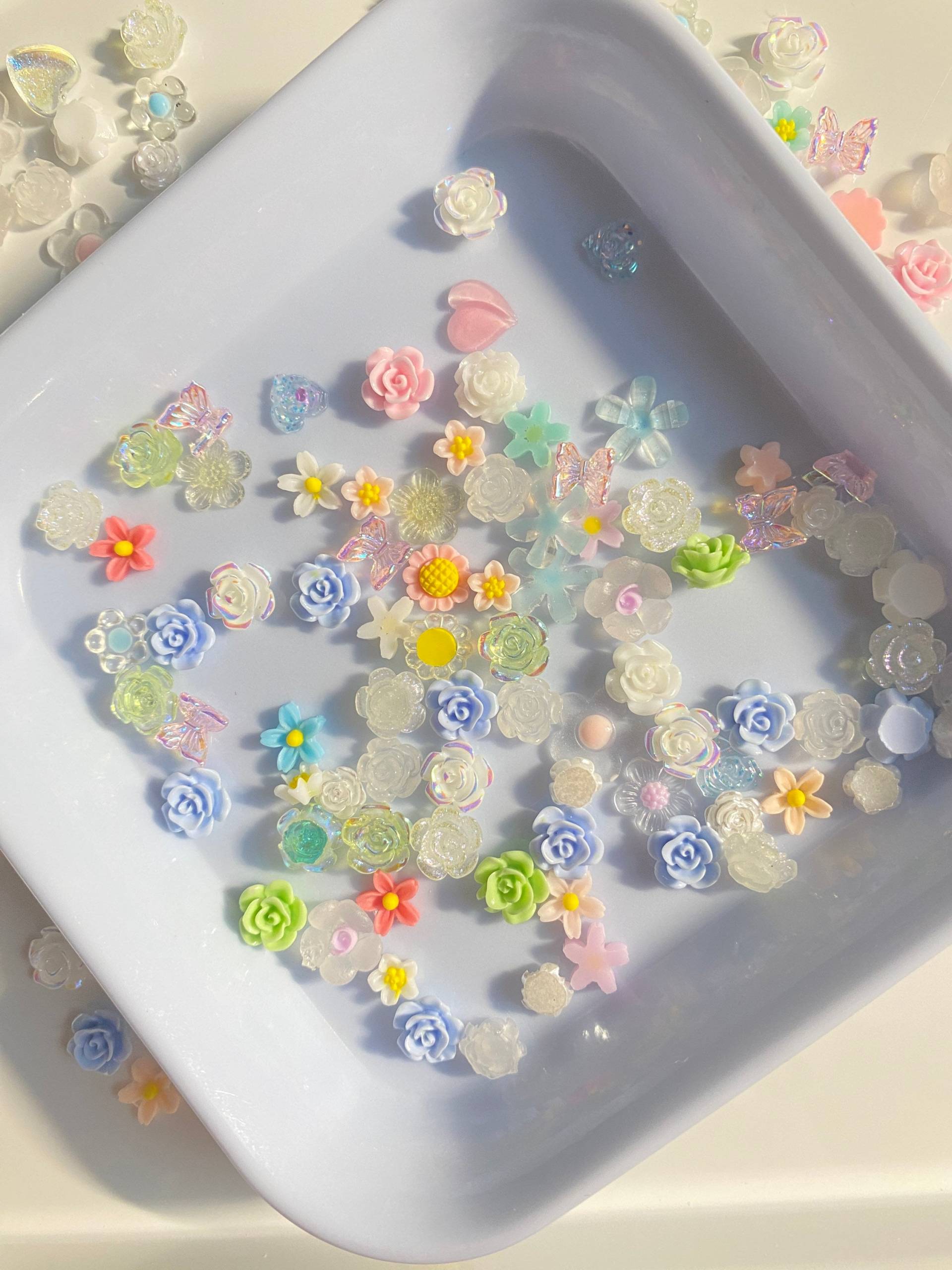 50/100/200 Pcs 3D Nail Decorations, Mix Model, Blumen, Diy Crafts Charms Art von Thebestbox66