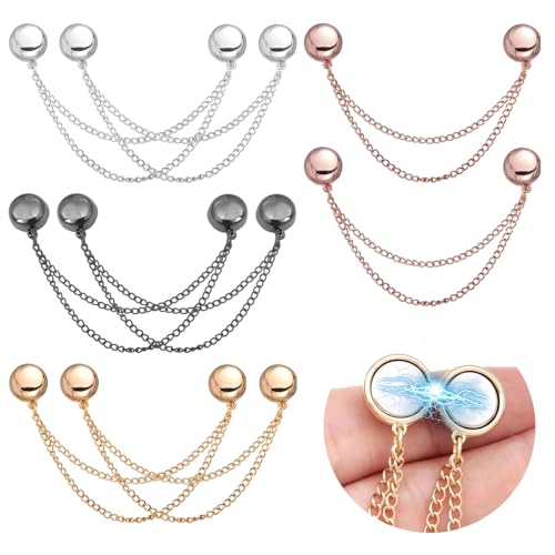 8 Stück Hijab Magnet Hijab Pins Hijab Nadeln Clips für Kleidung Magnetische Wäscheklammer mit Kette 4 Paar Magnetclips in Metallicfarben Zum Fixieren von T-Shirt-Säumen um Hosenbeine zu verkürzen von Theiuaoqwe