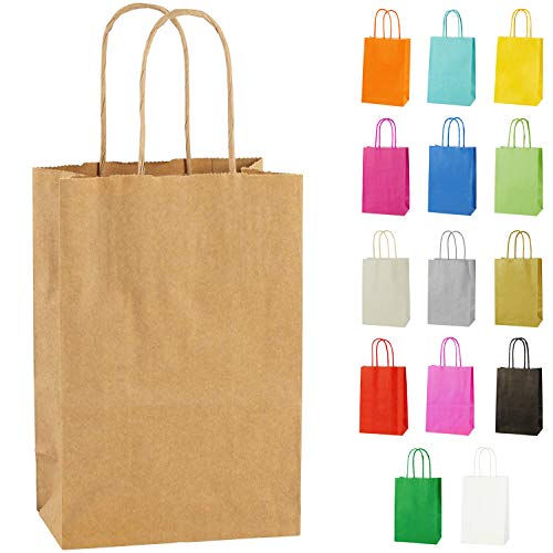 Thepaperbagstore 10 Extraklein Papiertüten für Partys und Geschenke mit Griffen - Braun - 140x210x80mm von Thepaperbagstore