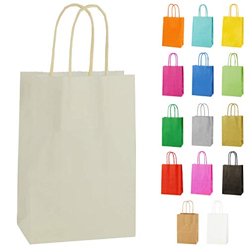 10 Extraklein Papiertüten für Partys und Geschenke mit Griffen - Elfenbeinfarben/Creme - 140x210x80mm von Thepaperbagstore