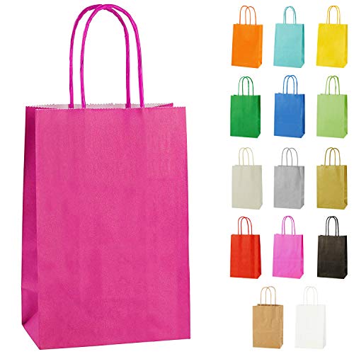 10 Extraklein Papiertüten für Partys und Geschenke mit Griffen - Fuchsia - 140x210x80mm von Thepaperbagstore