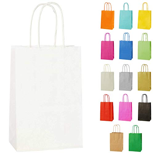 Thepaperbagstore 10 Extraklein Papiertüten für Partys und Geschenke mit Griffen - Weiß - 140x210x80mm von Thepaperbagstore