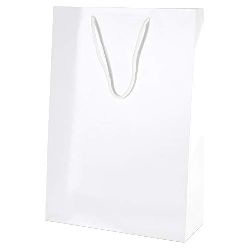 Thepaperbagstore 10 Weiß Luxus Gloss Seilgriff Papiertüten - Mittel Hoch 250x100x360mm von Thepaperbagstore