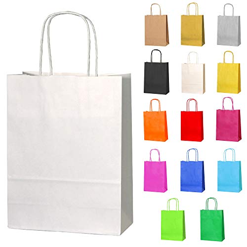 Thepaperbagstore 20 Papiertüten für Partys und Geschenke mit Griffen - Weiß - 180x220x80mm von Thepaperbagstore