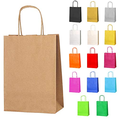 Thepaperbagstore 5 Papiertüten für Partys und Geschenke mit Griffen - Braun - 180x220x80mm von Thepaperbagstore