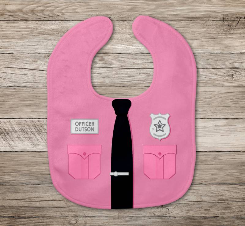 Baby Lätzchen Mit Rosa Polizei Shirt | Name Personalisierte Mädchen Geschenk Ersthelfer Sei Wie Mama von Thepillowgeek