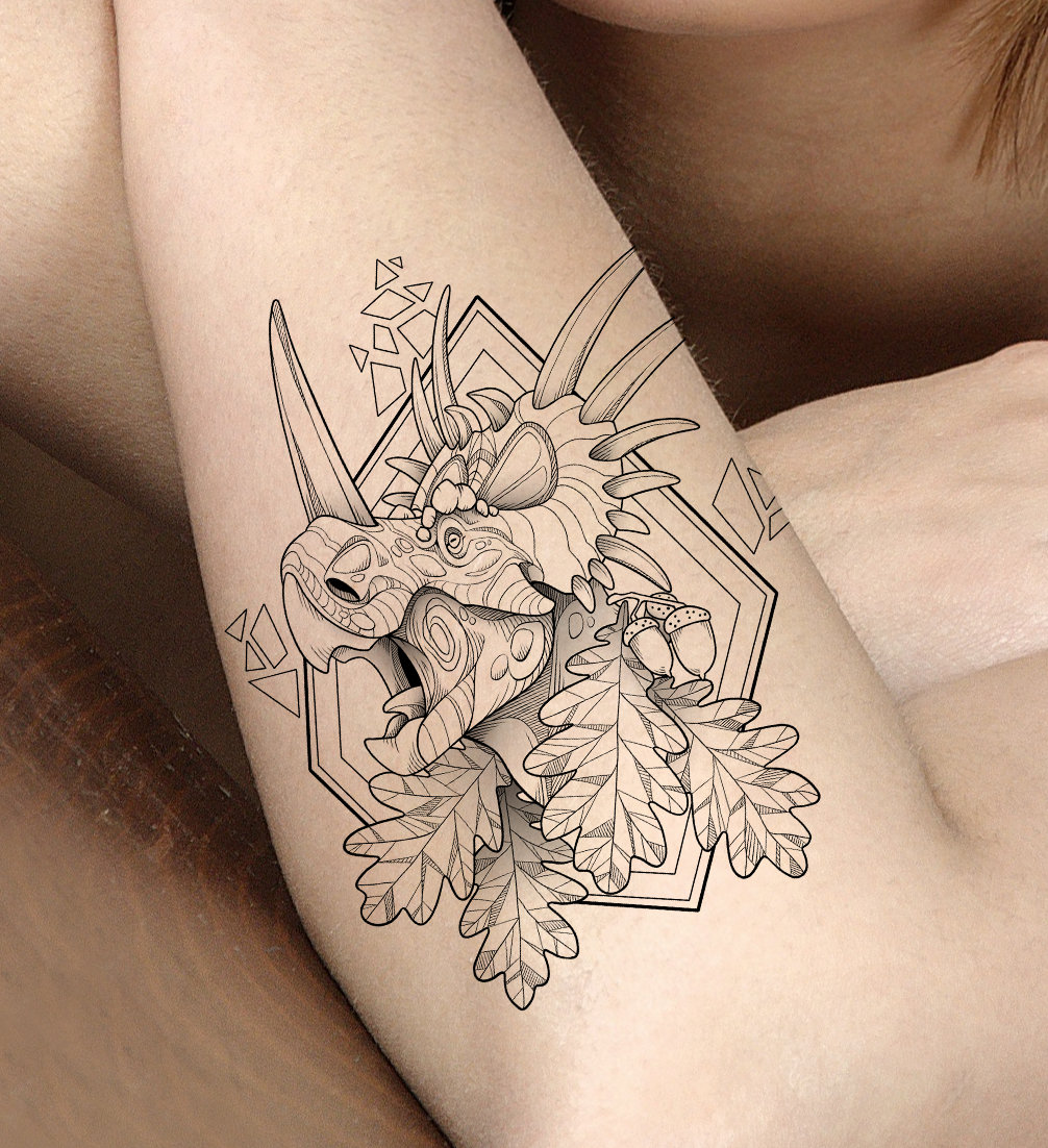 Temporäre Tattoo - Styracosaurus von TherbisStudio