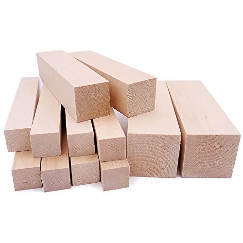 12 Stk Schnitzholz Schnitzen Natürlich Lindenholz Rohlinge Balsaholz zum Schnitzen Holzblöcke Unbehandelt Schnitzblock Basswood Carving Blocks für DIY Schnitzer von Thiecoc