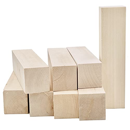 8 Stk 3,6 x 3,6 x 15cm Schnitzholz Schnitzen Natürlich Lindenholz Rohlinge Balsaholz zum Schnitzen Holzblöcke Unbehandelt Schnitzblock Basswood Carving Blocks für DIY Schnitzer von Thiecoc