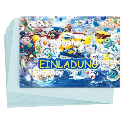 Thingehoy Einladungskarten Kindergeburtstag Junge Mädchen Deutsch, Einladungskarten Geburtstag, Einladungskarten Kinder, 12er Set Mit Umschlag von Thingehoy