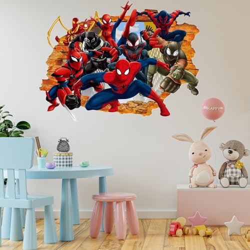 Thingehoy Spiderman Wandtattoo Kinderzimmer Junge, Wandaufkleber Kinderzimmer, Anime Wandtattoos Aufkleber Kinder, Wandsticker Kinderzimmer Jungen Mädchen, Wall Stickers Kids Bedroom, Wanddekoration von Thingehoy