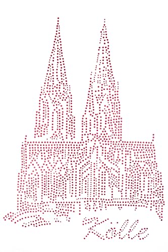 Strass Steine Bügelbilder Applikation verschiedene Motive Köln Karneval Fasching (Dom Kölle rot 26x34cm) von Think Jeck!