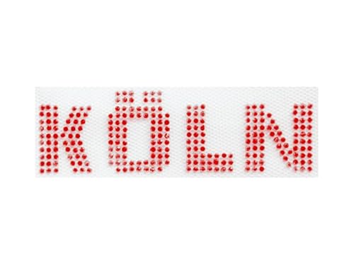 Strass Steine Bügelbilder Applikation verschiedene Motive Köln Karneval Fasching (Köln rot 10x2,5cm) von Think Jeck!