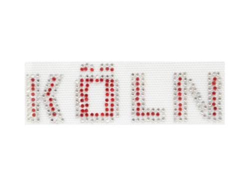 Strass Steine Bügelbilder Applikation verschiedene Motive Köln Karneval Fasching (Köln rot-silber 10x2,5cm) von Think Jeck!