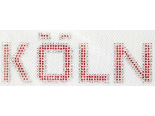 Strass Steine Bügelbilder Applikation verschiedene Motive Köln Karneval Fasching (Köln rot-silber 15x5cm) von Think Jeck!