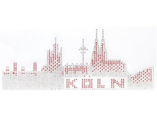 Strass Steine Bügelbilder Applikation verschiedene Motive Köln Karneval Fasching (Skyline Köln 27x10,5cm) von Think Jeck!