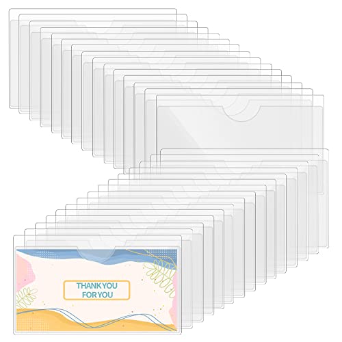 Thinp 30 Stück Etikettenhalter Selbstklebend,10 x 6 cm Beschriftungsfenster Selbstklebend Visitenkartenhüllen Transparent Scheckkartenhülle Selbstklebend Visitenkarten Taschen,für Büro Zuhause Schule von Thinp