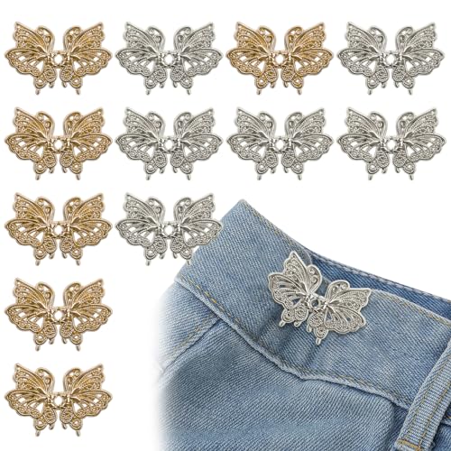 12 Paar Hosen-Taillenspanner Schmetterling Jeans Knöpfe Hosen Knopf für Frauen und Mädchen von Thinslimer
