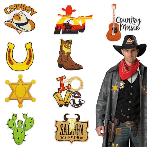 Western-Aufnäher zum Aufbügeln, Cowboy-/Cowgirl-Flicken für Trucker, Hüte, Kleidung, Röcke, Jeans, Rucksäcke, T-Shirts, 9 Stück von Thinslimer